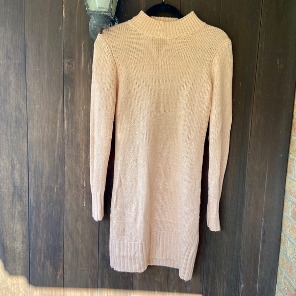 Blush Pink High Neck Sweater Dress - Picture 6 of 8